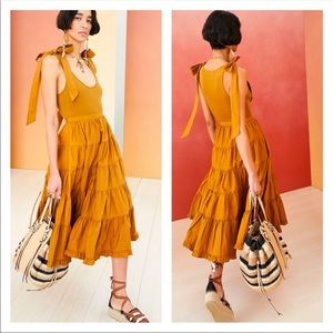 NWT Ulla Johnson Hope Tiered Midi Dress Tapenade Size Small